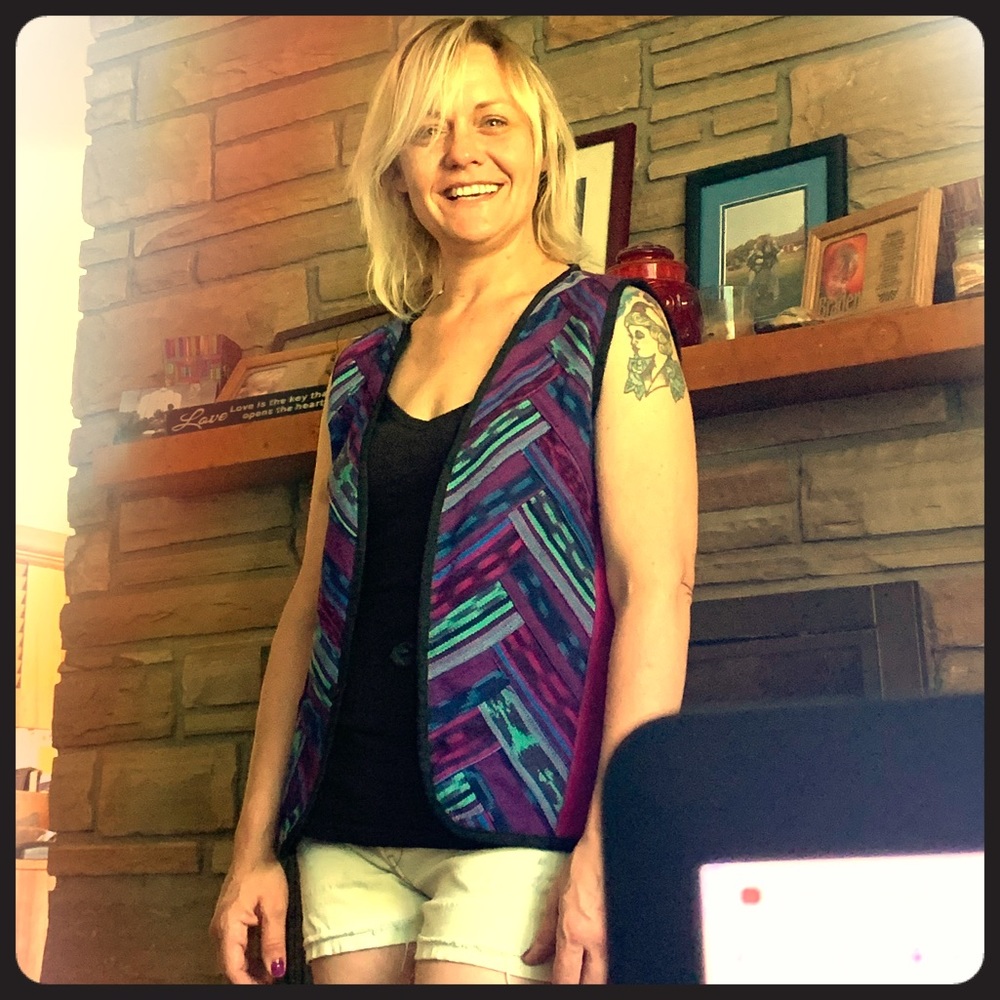 Vintage tribal vest gorge purple native print